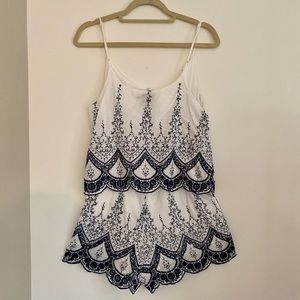 White and Navy Blue Romper